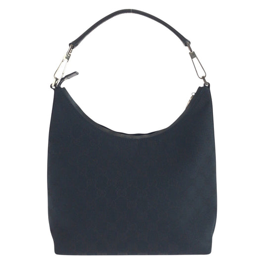 GUCCI Shoulder Bag 000 0602 GG canvas, leather Black black Hobo Shoulder Bag Women Used Authentic