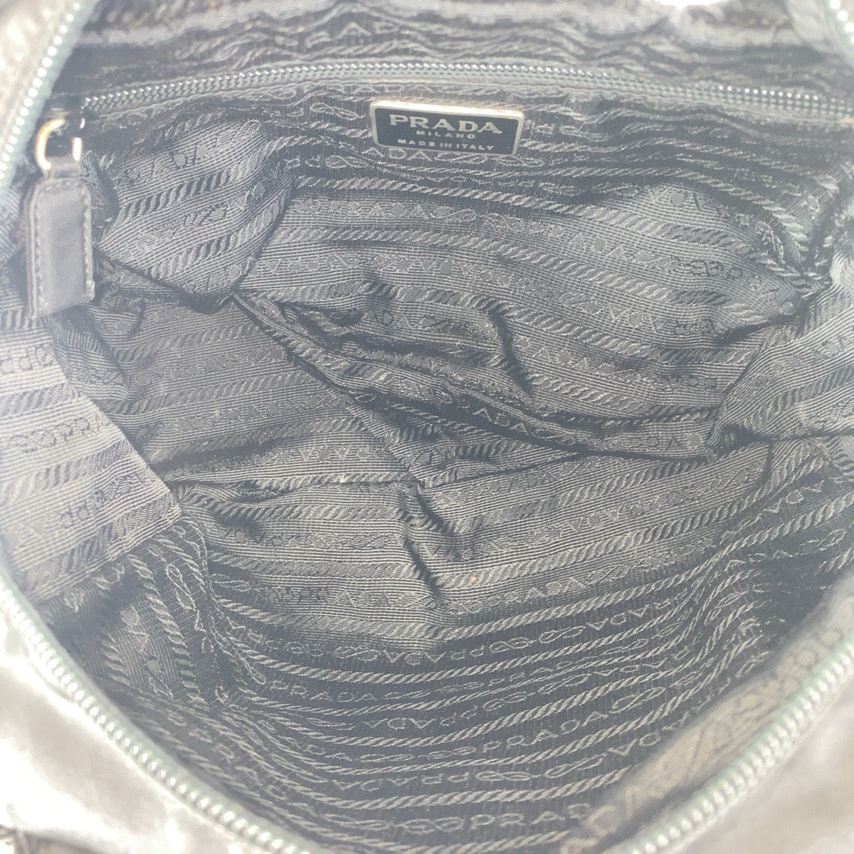 PRADA Handbag Nylon, Beads Black SilverMetal Handbag Tote Bag Test Tassel Women Used Authentic