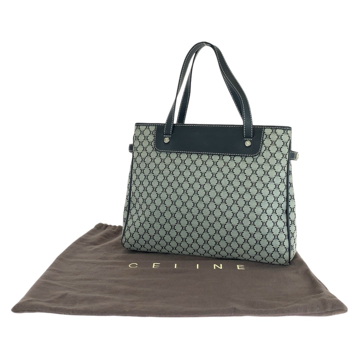 CELINE Tote Bag CE00/24 Canvas, Leather Grey Black SilverMetal Tote Bag handbag Macadam Women Used Authentic