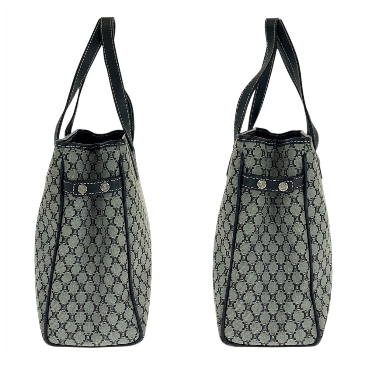 CELINE Tote Bag CE00/24 Canvas, Leather Grey Black SilverMetal Tote Bag handbag Macadam Women Used Authentic