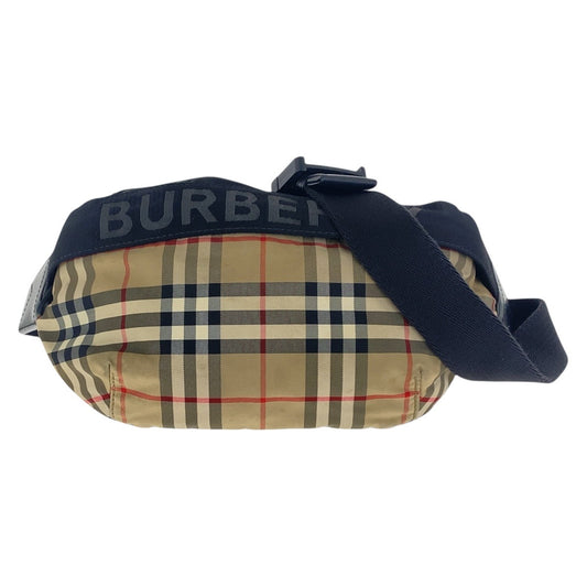 BURBERRY Sling bag Nylon Beige black Sling bag Bum bag Unisex Check Pattern Women Used Authentic