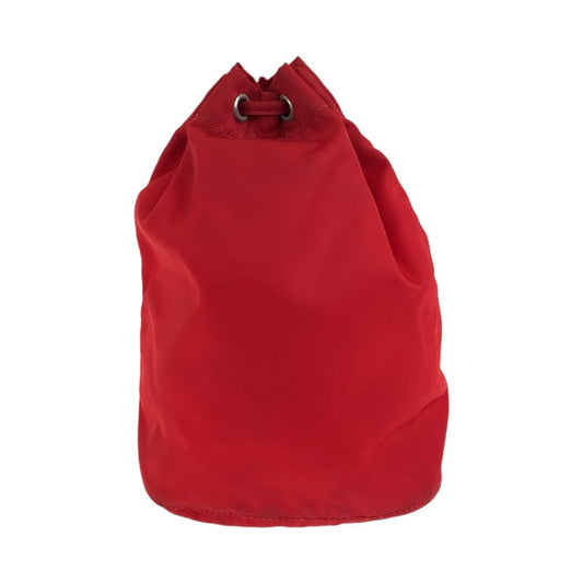 PRADA Pouch Nylon Red Silver Metal pouch accessory pouch Test Triangle With logo Women Used Authentic
