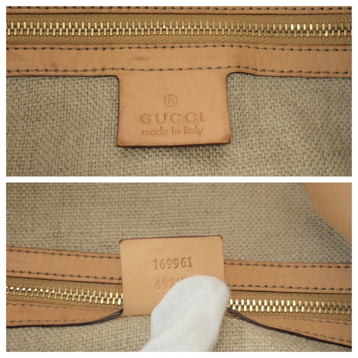 GUCCI Shoulder Bag 169961 canvas White Brown Pink Gold Metal Shoulder Bag Handbag 2way Bamboo flora Women Used Authentic