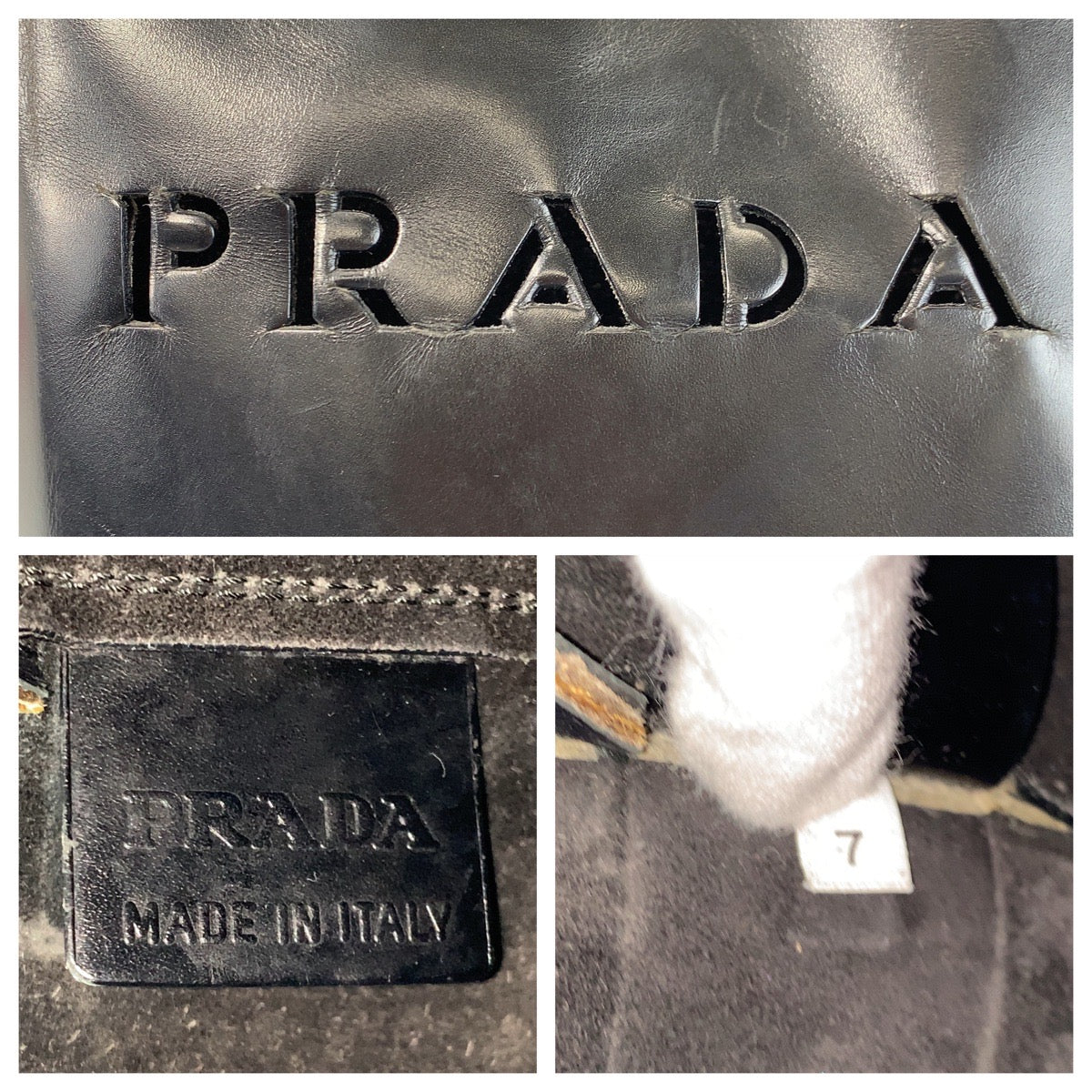PRADA Tote Bag leather Black black
