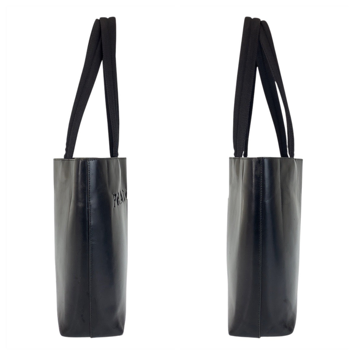 PRADA Tote Bag leather Black black