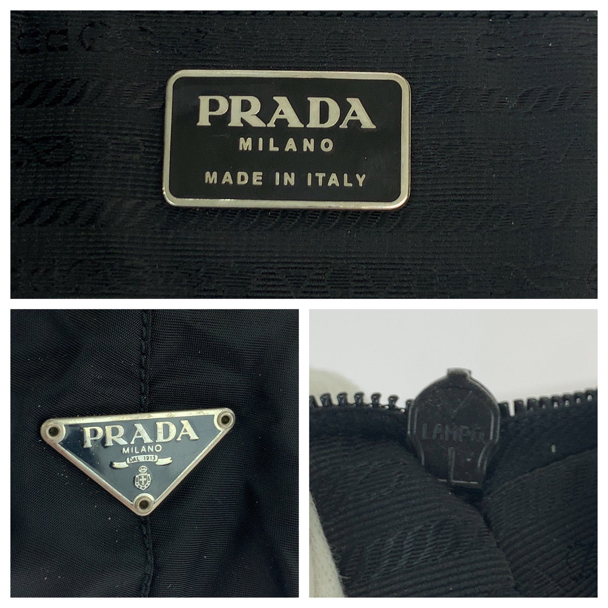 PRADA Shoulder Bag Nylon Black SilverMetal Clear One Shoulder Bag Test Triangle With logo Women Used Authentic