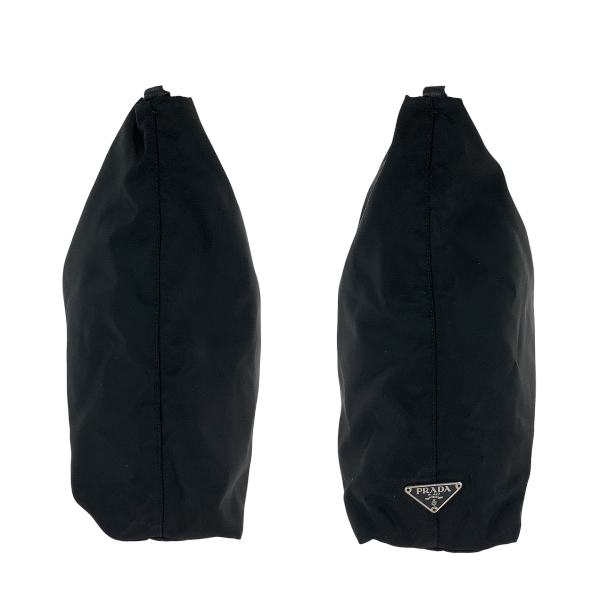 PRADA Shoulder Bag Nylon Black SilverMetal Clear One Shoulder Bag Test Triangle With logo Women Used Authentic