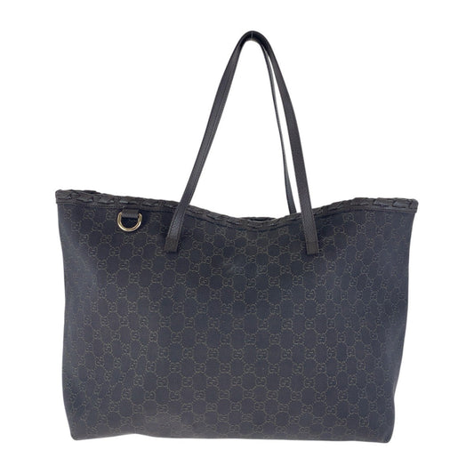 GUCCI Tote Bag 354666 GG canvas Brown Silver Metal Tote Bag Handbag Unisex Women Used Authentic