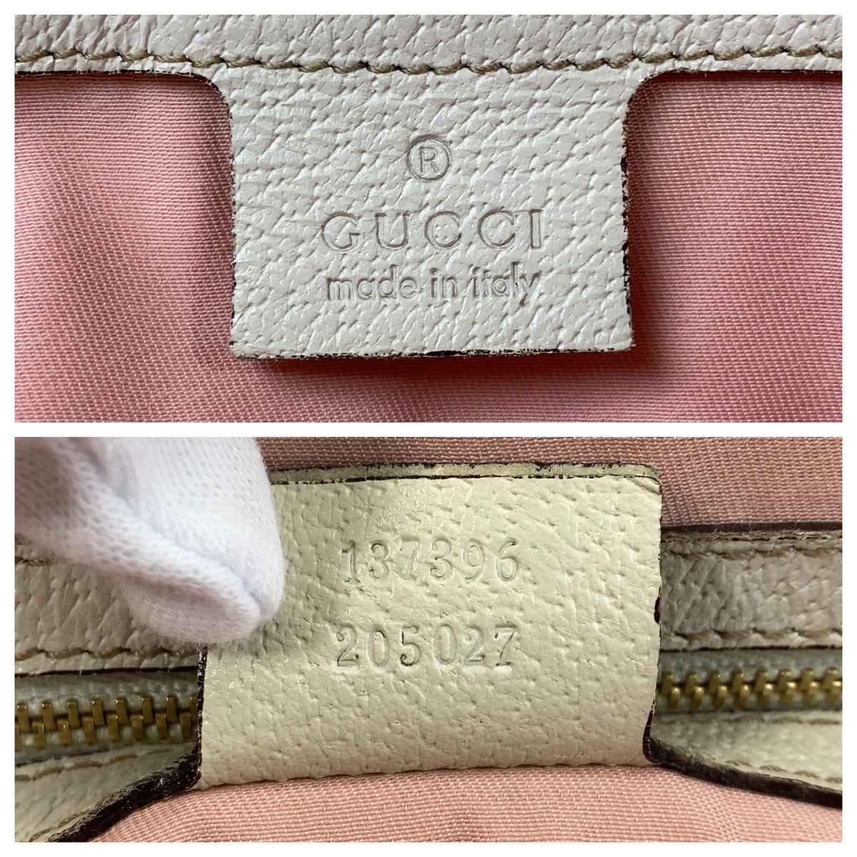 GUCCI Tote Bag 137396 GG canvas, leather Pink Ivory Gold Metal Tote Bag Shoulder Bag Sherry line Women Used Authentic