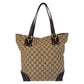 GUCCI Tote Bag 247237 GG canvas, leather Beige Brown Gold Metal Tote Bag Shoulder Bag Women Used Authentic