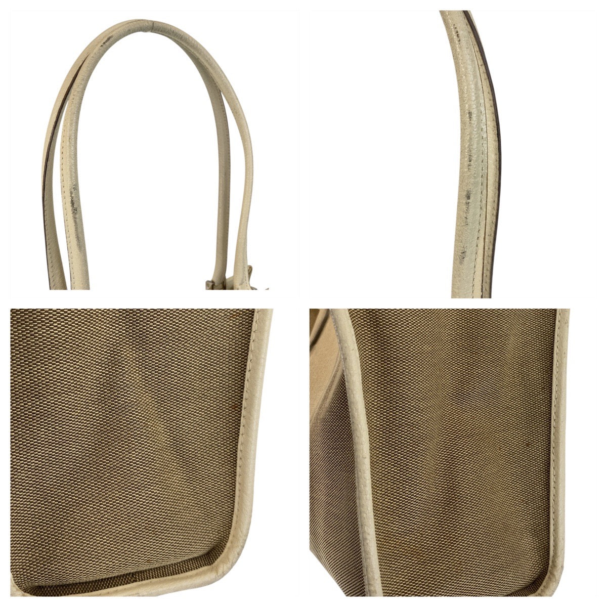 GUCCI Tote Bag 002 1073 Canvas, Leather Beige Ivory SilverMetal Tote Bag Shoulder Bag Jackie Women Used Authentic