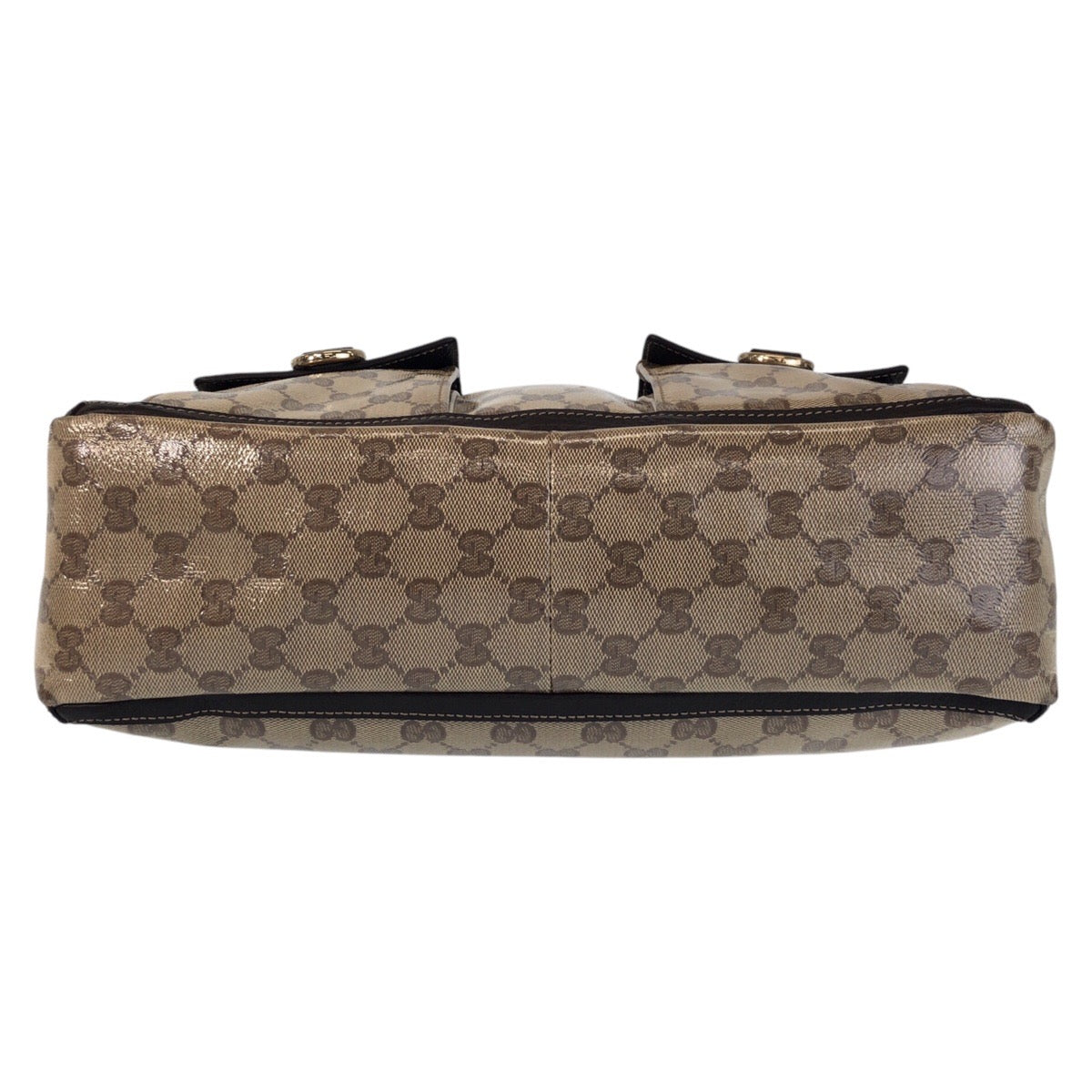 GUCCI Tote Bag 268639 Coated canvas, leather Beige Brown Gold Metal Tote Bag Shoulder Bag GG crystal Women Used Authentic