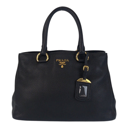 PRADA Tote Bag leather Black GoldMetal Tote Bag handbag Vitterodino Women Used Authentic