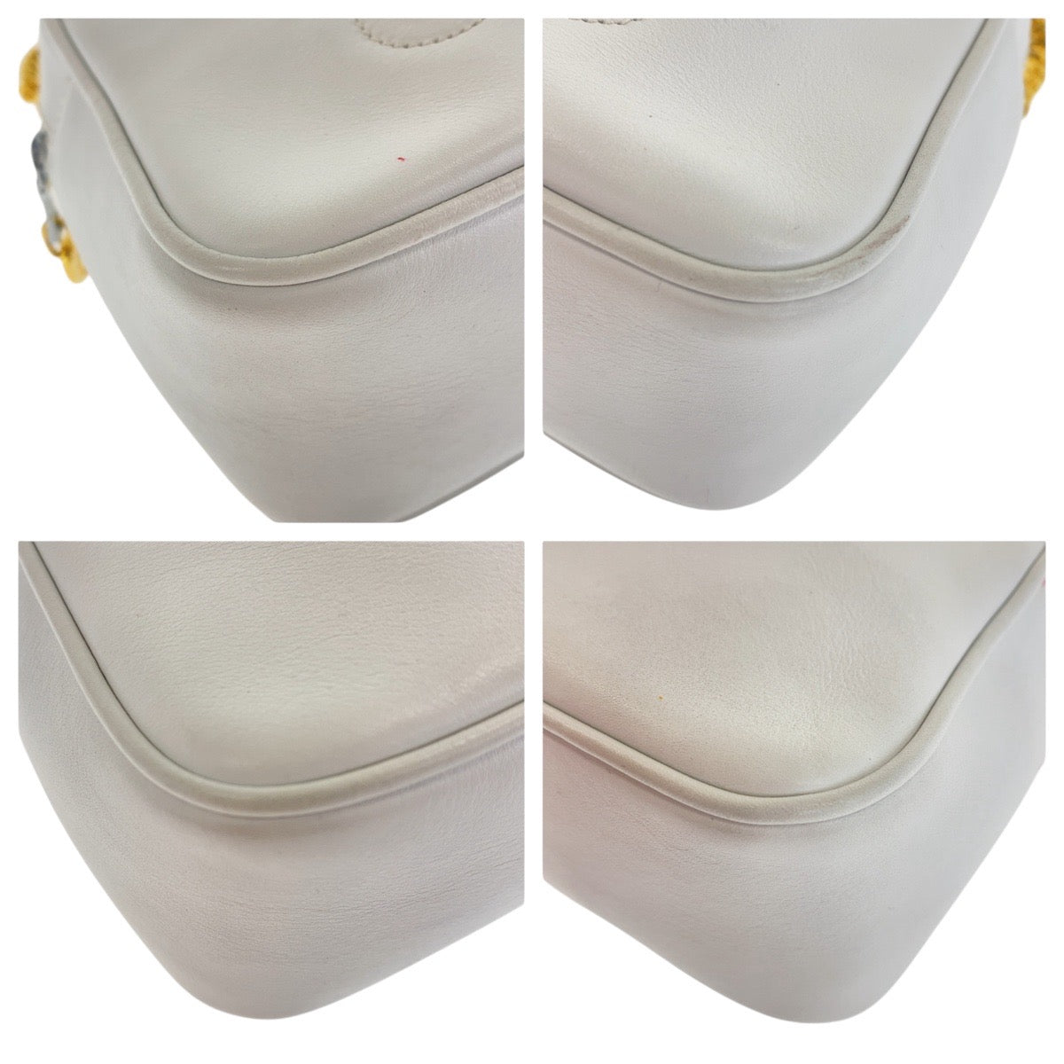 CELINE Shoulder Bag leather White GoldMetal Crossbody Shoulder Bag Camera Bag Triomphe Women Used Authentic