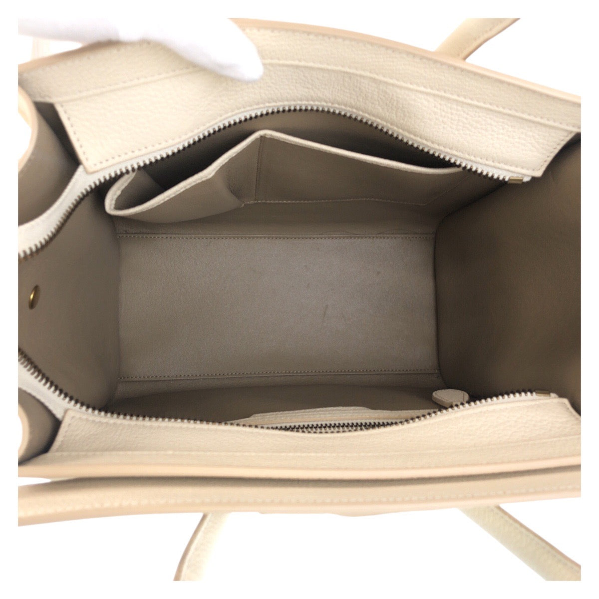 CELINE Handbag F-CU-1146 leather Ivory Gold Metal Handbag Tote Bag Luggage micro Women Used Authentic