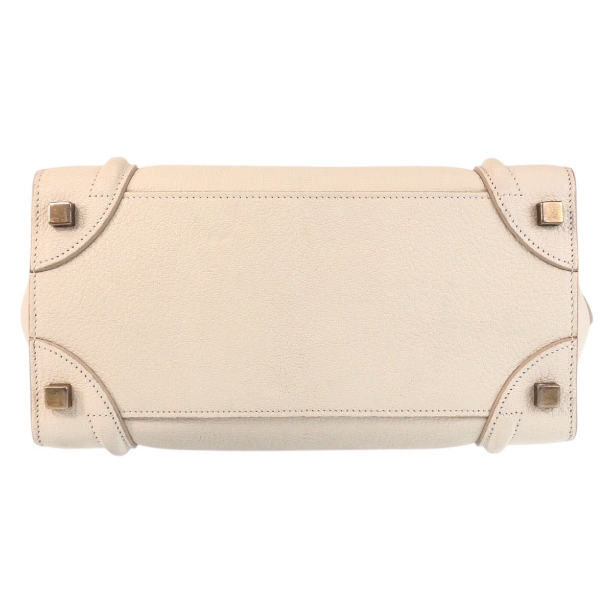 CELINE Handbag F-CU-1146 leather Ivory Gold Metal Handbag Tote Bag Luggage micro Women Used Authentic