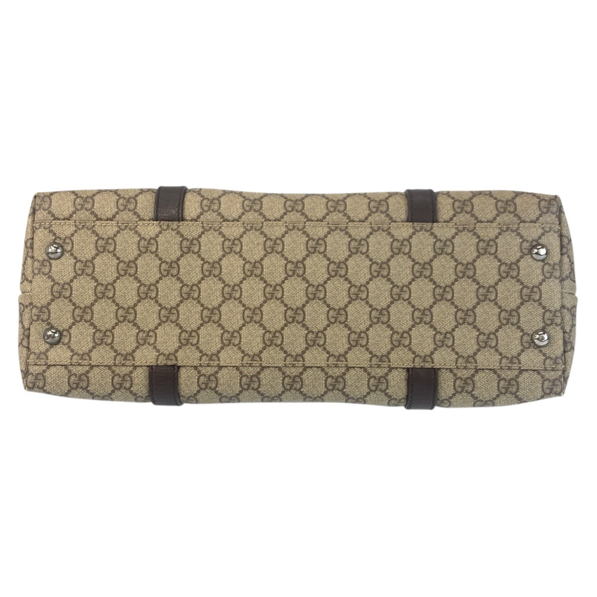 GUCCI Tote Bag 114595 GG Supreme canvas, leather Beige brown Tote Bag Shoulder Bag Women Used Authentic