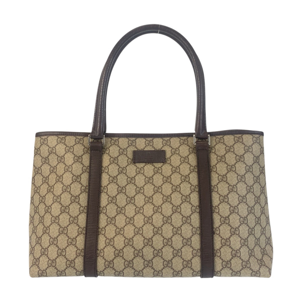 GUCCI Tote Bag 114595 GG Supreme canvas, leather Beige brown Tote Bag Shoulder Bag Women Used Authentic