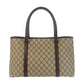 GUCCI Tote Bag 114595 GG Supreme canvas, leather Beige brown Tote Bag Shoulder Bag Women Used Authentic