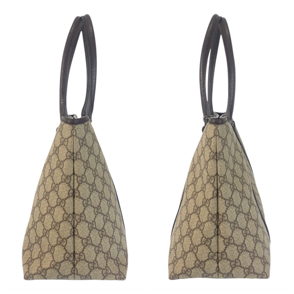 GUCCI Tote Bag 114595 GG Supreme canvas, leather Beige brown Tote Bag Shoulder Bag Women Used Authentic