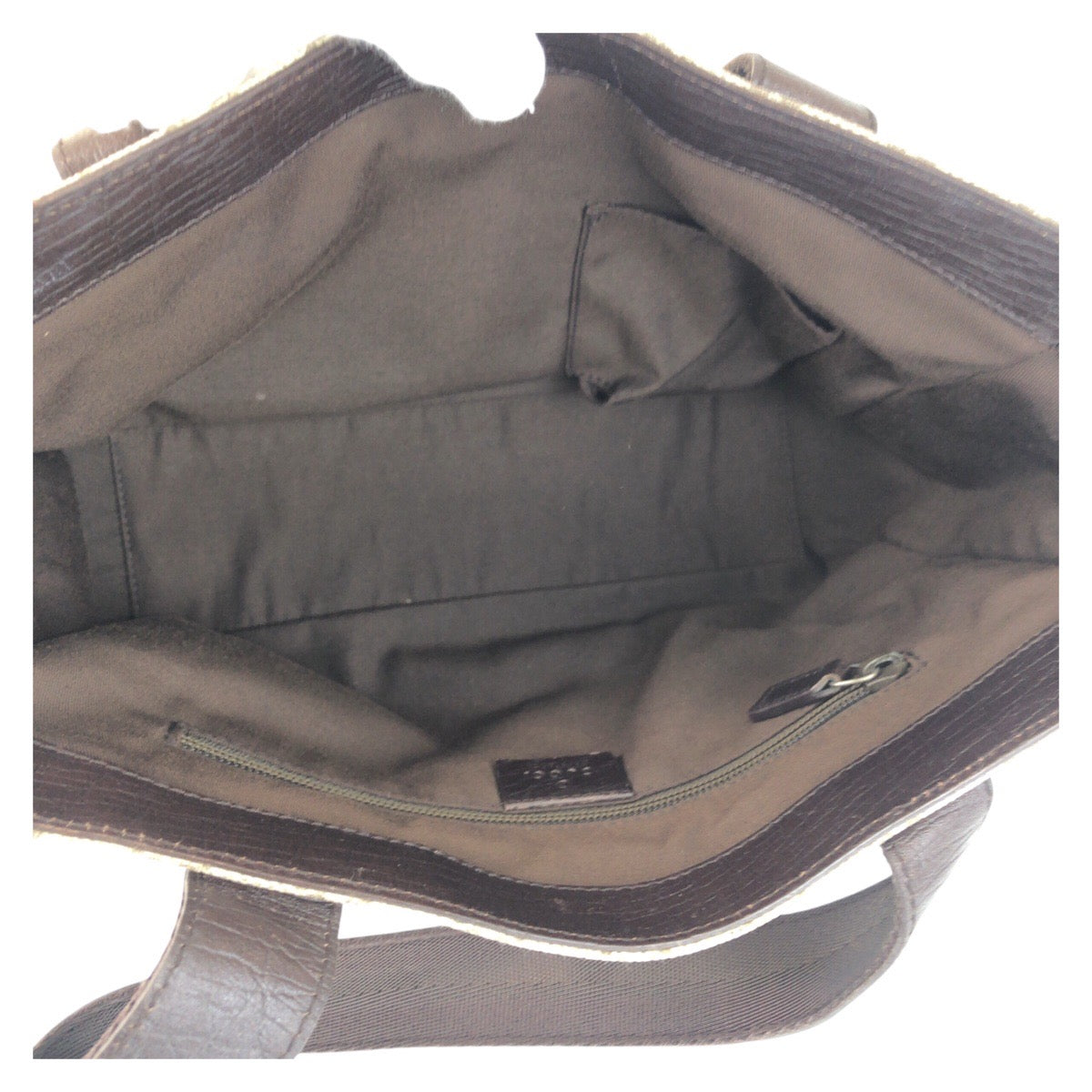 GUCCI Tote Bag 141976 GG Supreme canvas, leather Beige brown Tote Bag handbag Women Used Authentic