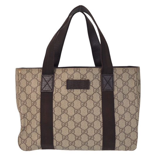 GUCCI Tote Bag 141976 GG Supreme canvas, leather Beige brown Tote Bag handbag Women Used Authentic