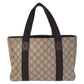 GUCCI Tote Bag 141976 GG Supreme canvas, leather Beige brown Tote Bag handbag Women Used Authentic