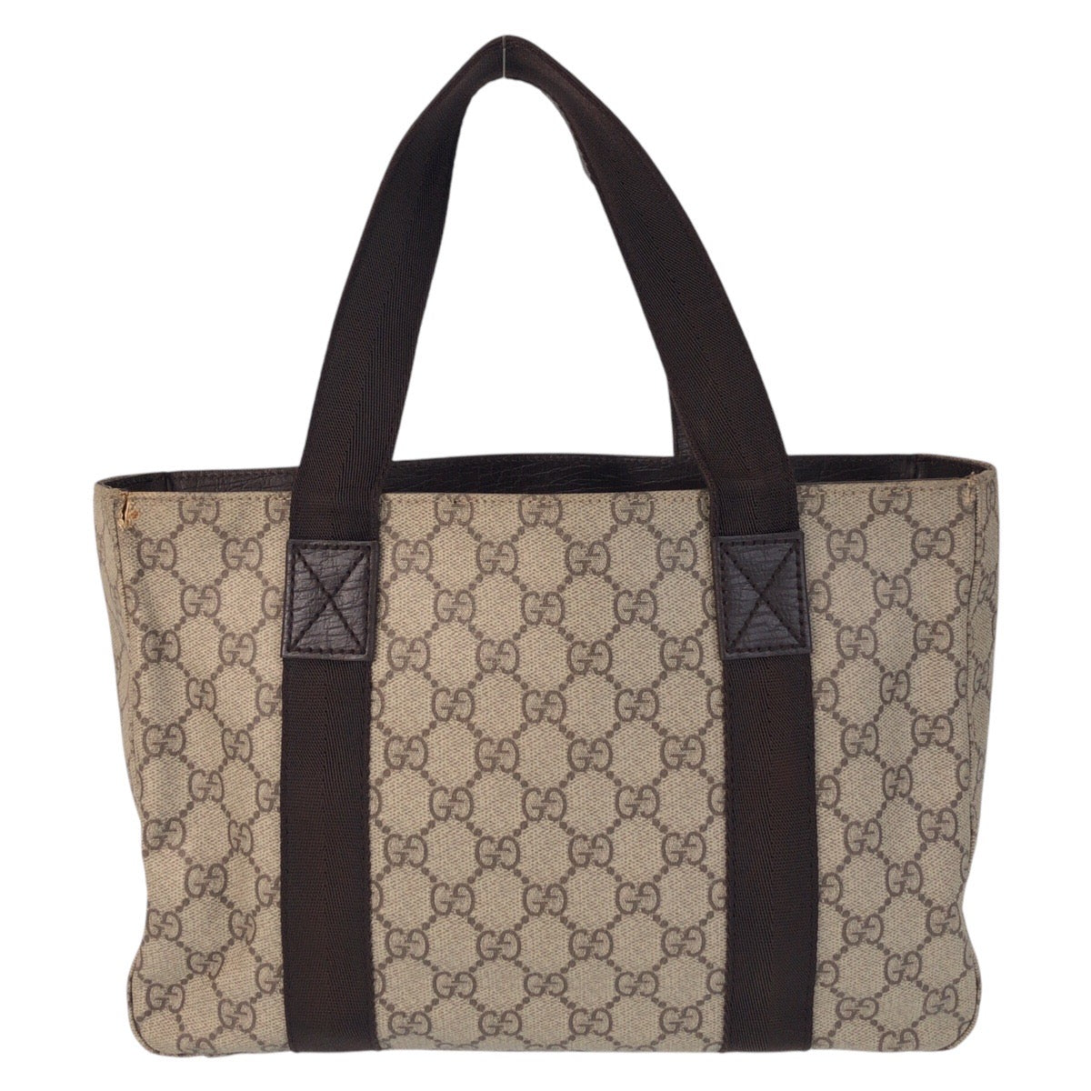 GUCCI Tote Bag 141976 GG Supreme canvas, leather Beige brown Tote Bag handbag Women Used Authentic