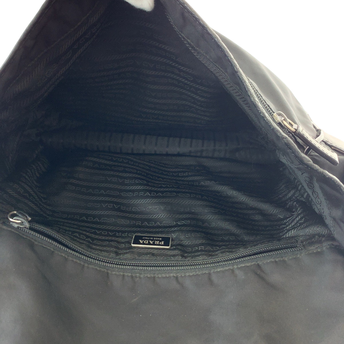 PRADA Shoulder Bag V158 Nylon Black SilverMetal Shoulder Bag Messenger bag Test Triangle With logo Women Used Authentic