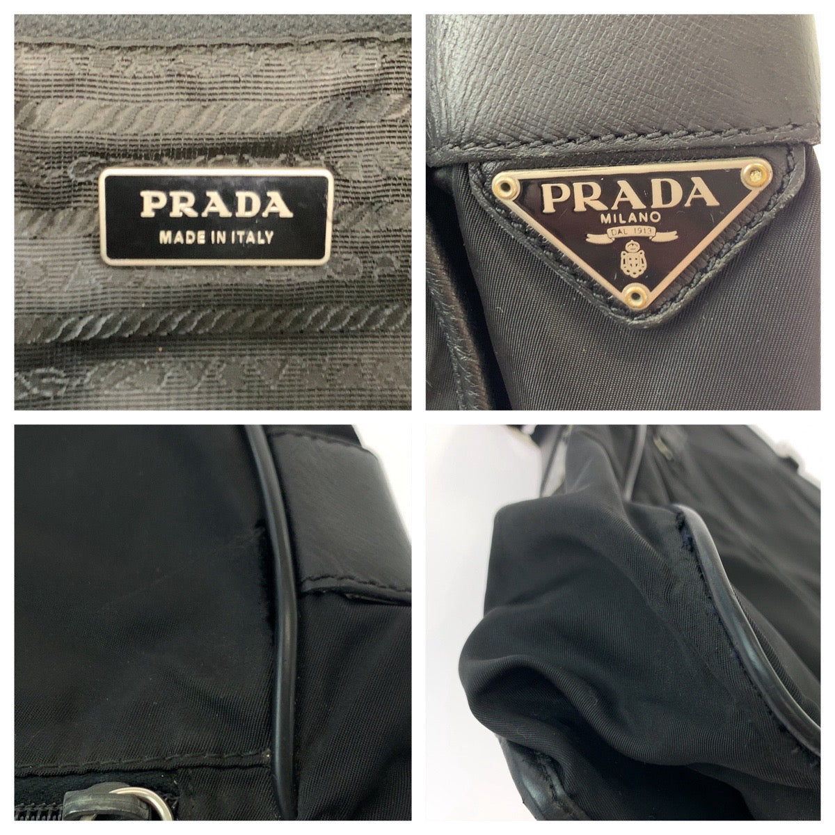 PRADA Shoulder Bag V158 Nylon Black SilverMetal Shoulder Bag Messenger bag Test Triangle With logo Women Used Authentic