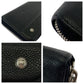 CHANEL Long Wallet Purse Caviar skin Black SilverMetal Long Wallet Purse Zip Around COCO Mark Women Used Authentic