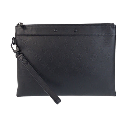 LOUIS VUITTON Clutch bag M81570 leather Noir black black Monogram shadow pochette to go mens Used Authentic
