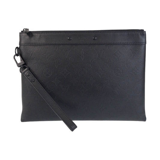 LOUIS VUITTON Clutch bag M81570 leather Noir black black Monogram shadow pochette to go mens Used Authentic
