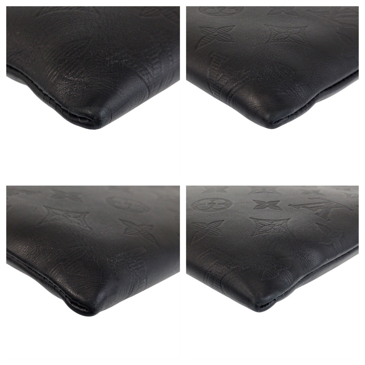 LOUIS VUITTON Clutch bag M81570 leather Noir black black Monogram shadow pochette to go mens Used Authentic