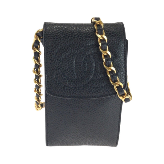 CHANEL Shoulder Bag Caviar skin Black GoldMetal COCO Mark