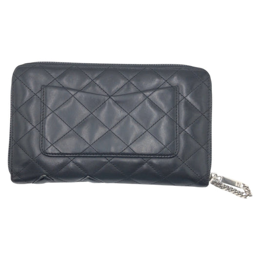 CHANEL Long Wallet Purse leather Black black Long Wallet Purse Cambon COCO Mark Women Used Authentic