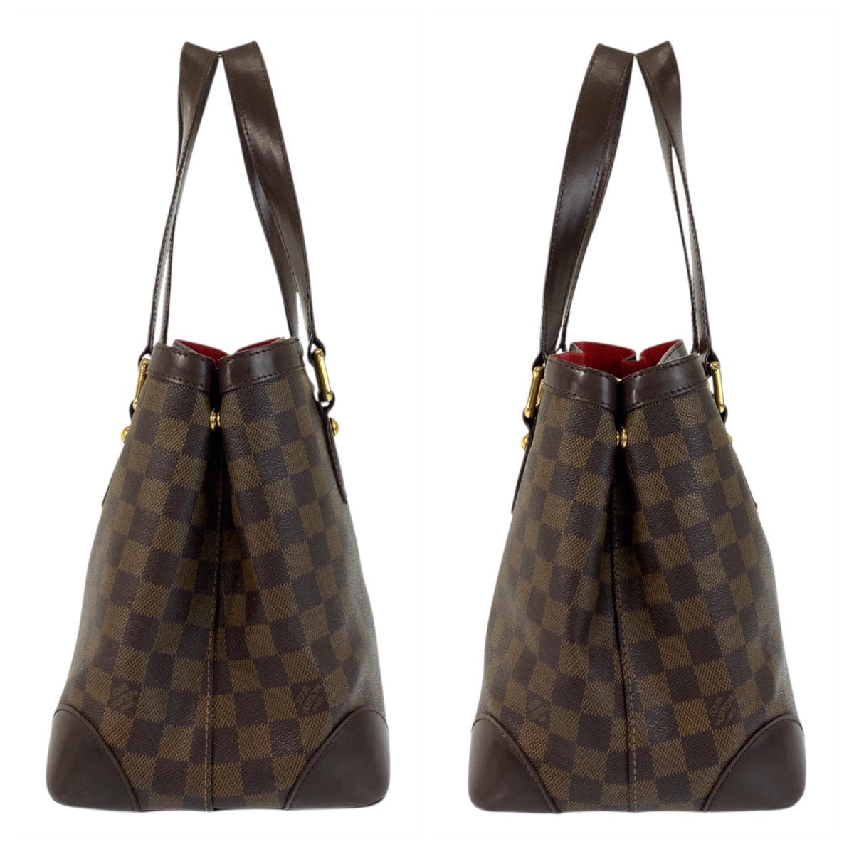LOUIS VUITTON Tote Bag N51205 PVC, Leather Brown Gold Metal Tote Bag Shoulder Bag Damier Hamstead PM Women Used Authentic