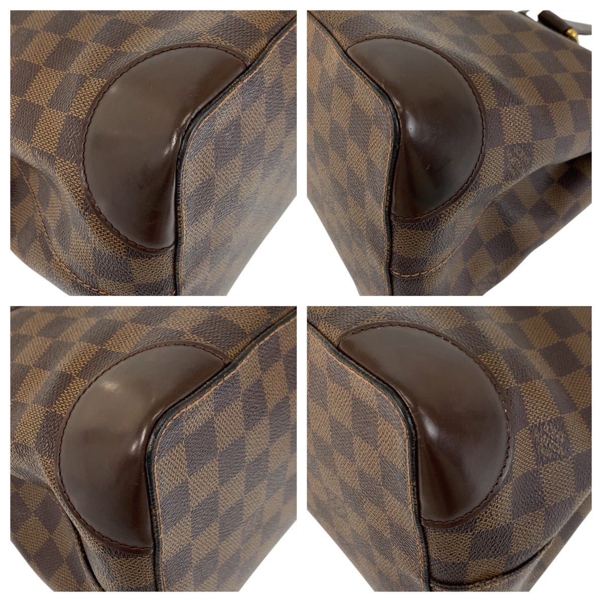 LOUIS VUITTON Tote Bag N51205 PVC, Leather Brown Gold Metal Tote Bag Shoulder Bag Damier Hamstead PM Women Used Authentic