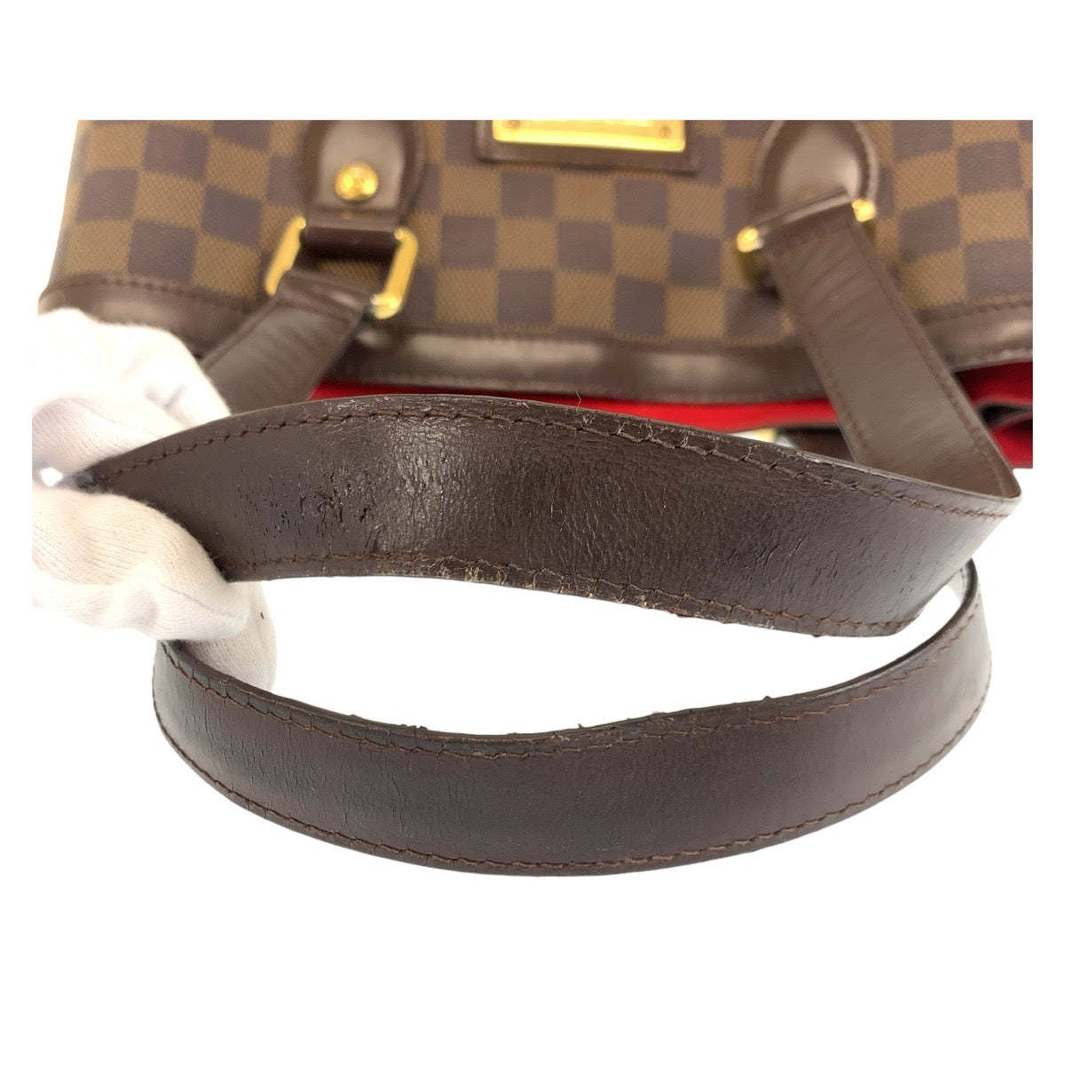 LOUIS VUITTON Tote Bag N51205 PVC, Leather Brown Gold Metal Tote Bag Shoulder Bag Damier Hamstead PM Women Used Authentic