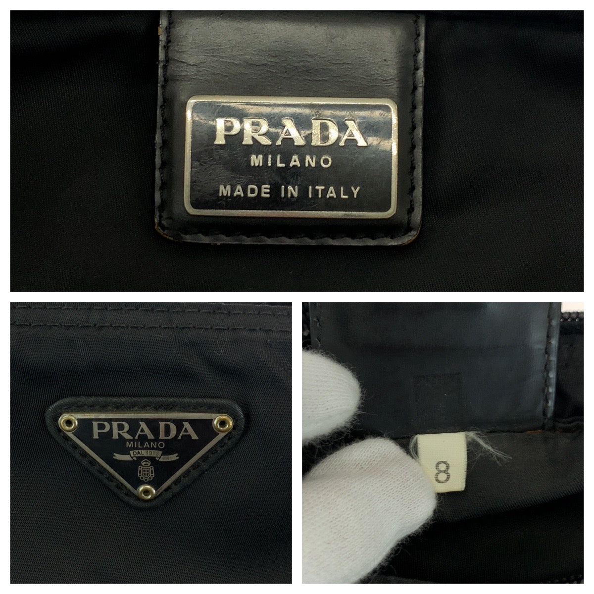 PRADA Shoulder Bag Nylon Black SilverMetal Shoulder Bag Sacoche Test Triangle With logo Women Used Authentic