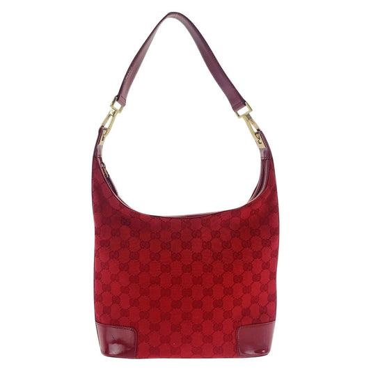 GUCCI Shoulder Bag 001 4204 GG canvas, enamel Red Gold Metal Shoulder Bag Hobo Women Used Authentic