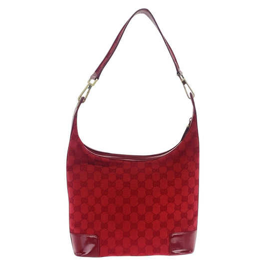 GUCCI Shoulder Bag 001 4204 GG canvas, enamel Red Gold Metal Shoulder Bag Hobo Women Used Authentic