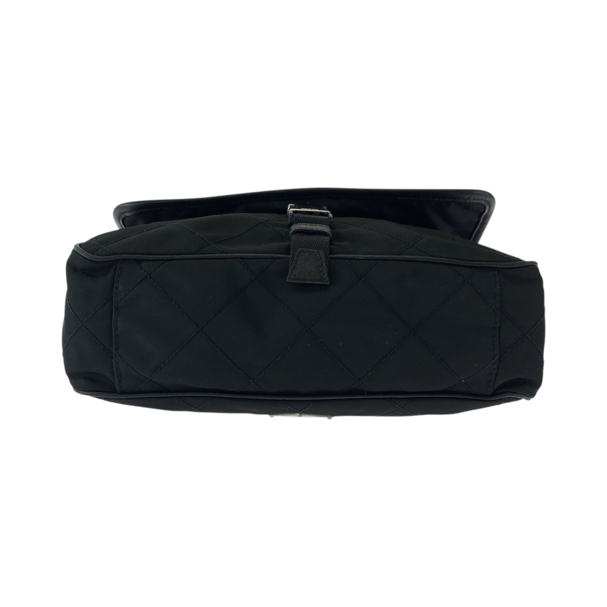 PRADA Shoulder Bag BT0422 Nylon Black SilverMetal Shoulder Bag Messenger bag quilting testu Triangle With logo Women Used Authentic