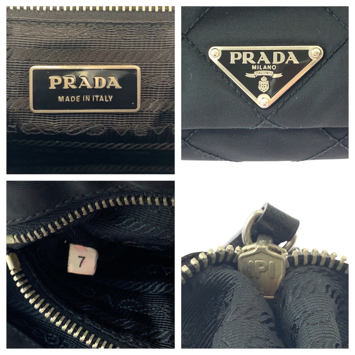 PRADA Shoulder Bag BT0422 Nylon Black SilverMetal Shoulder Bag Messenger bag quilting testu Triangle With logo Women Used Authentic