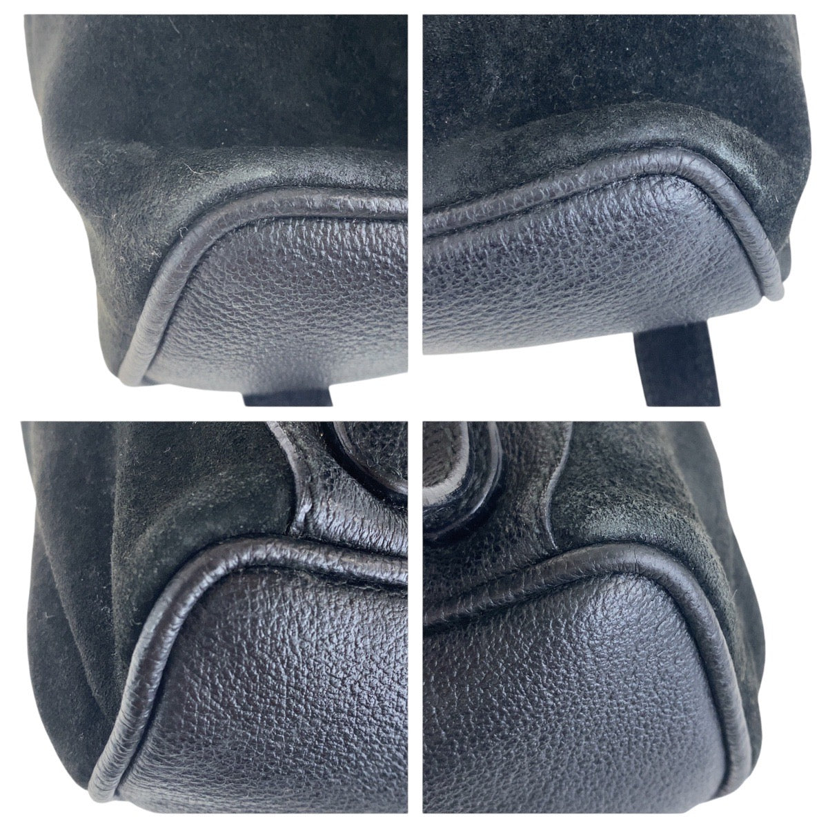 GUCCI Backpack 003 2852 0030 0 Suede Black GoldMetal Bamboo Women Used Authentic
