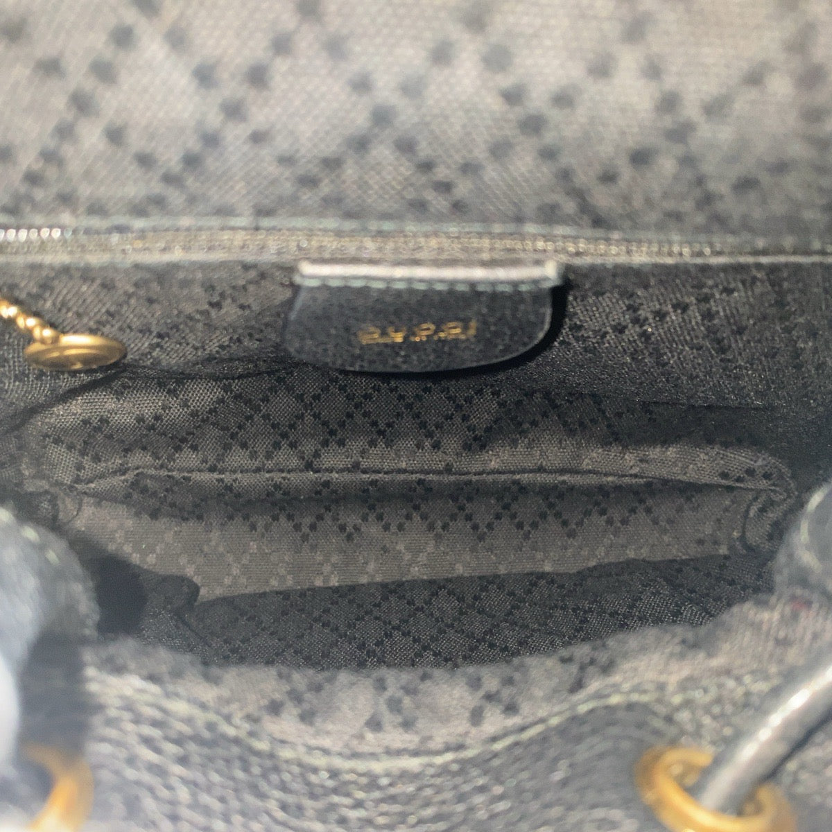 GUCCI Backpack 003 2852 0030 0 Suede Black GoldMetal Bamboo Women Used Authentic