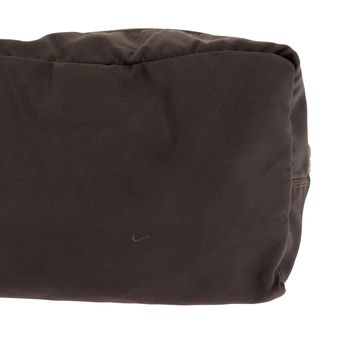 PRADA Pouch Nylon Brown Silver Metal Pouch Cosmetics Pouch Test Triangle With logo Women Used Authentic