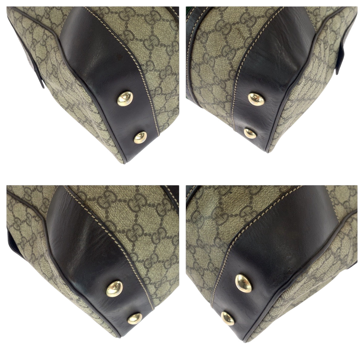 GUCCI Boston Duffel bag 101478 PVC Beige Brown Multicolor Gold Metal Boston Duffel bag Handbag mens Used Authentic
