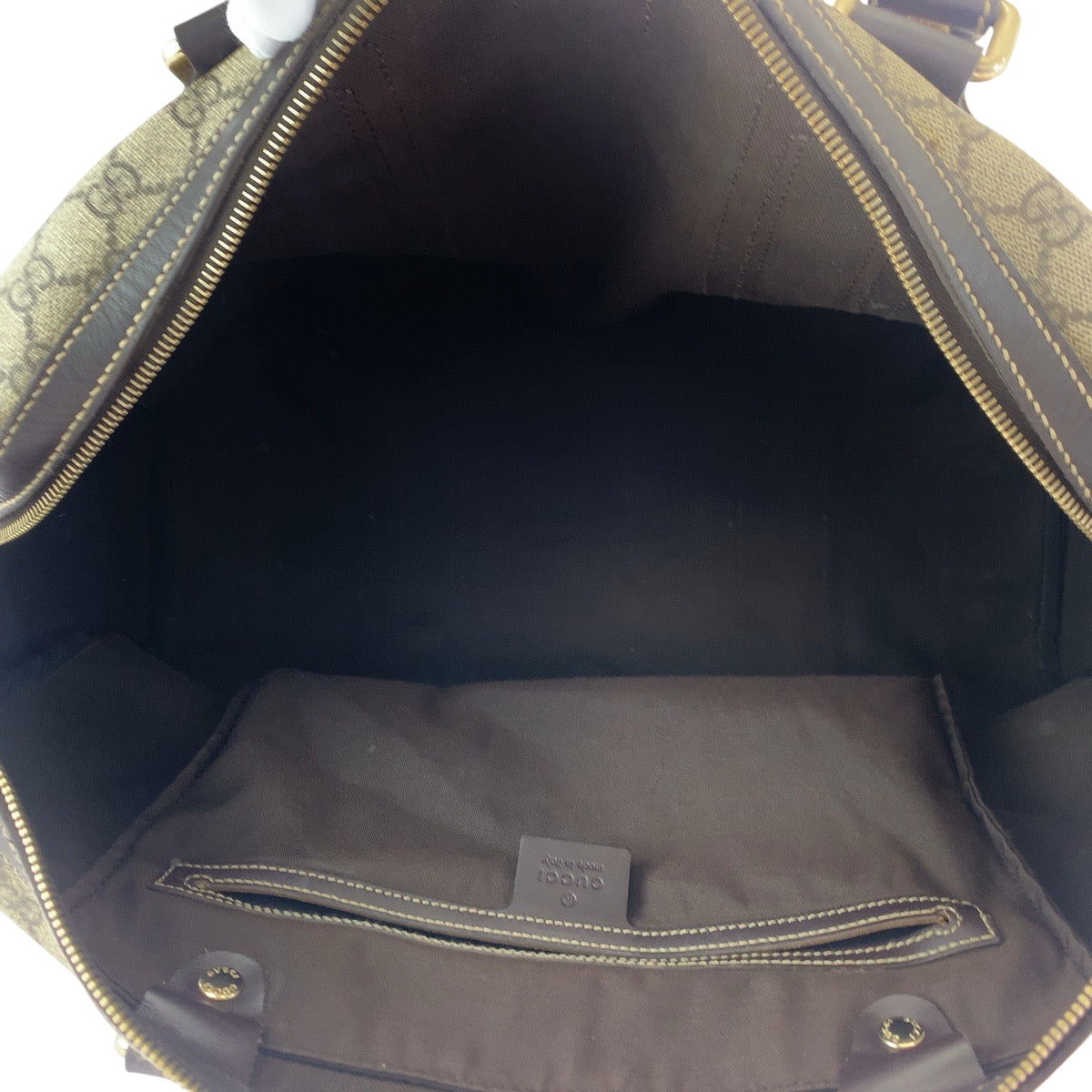 GUCCI Boston Duffel bag 101478 PVC Beige Brown Multicolor Gold Metal Boston Duffel bag Handbag mens Used Authentic