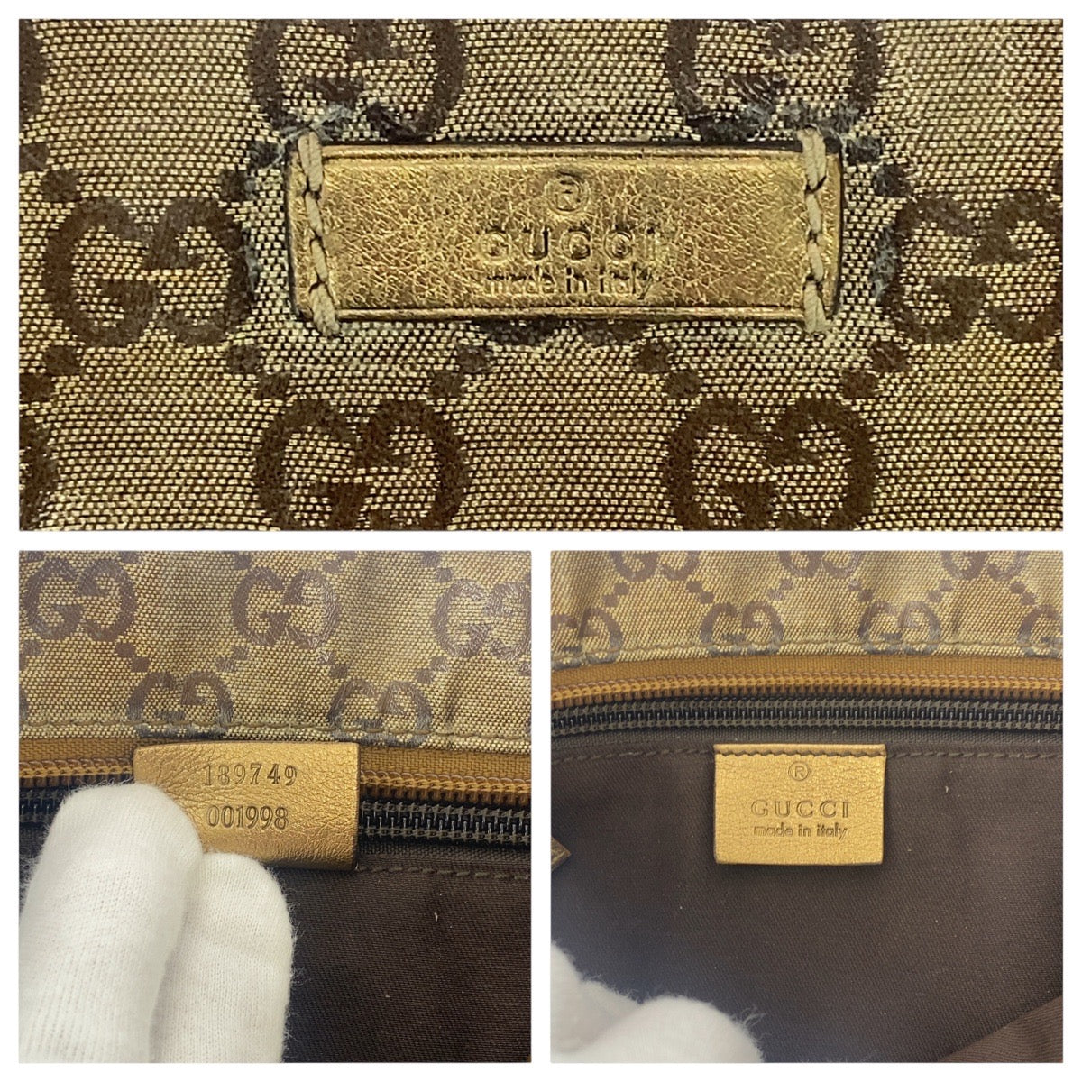 GUCCI Shoulder Bag 189749 Coated canvas beige Crossbody Shoulder Bag GG crystal Women(Unisex) Used Authentic